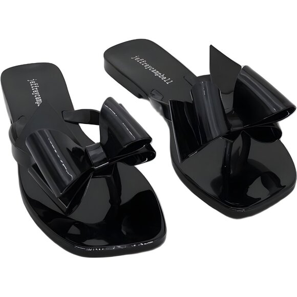 Jeffrey Campbell Shoes - Jeffrey Campbell Sugary Jelly Bow Thong Sandals Black Slip-On 8M